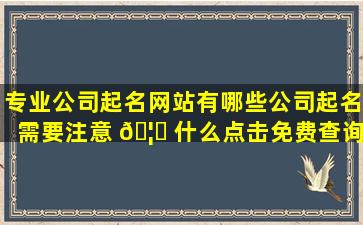专业公司起名网站有哪些公司起名需要注意 🦁 什么点击免费查询